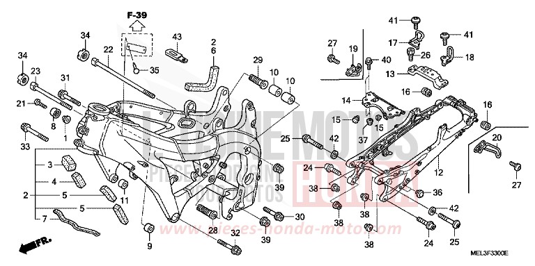 CARROSSERIE DE CHASSIS de CBR1000RR "Fireblade" IRON NAIL SILVER METALLIC-U (NH167EA) 2006